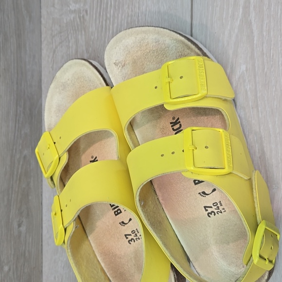 Birkenstock Women Milano Bright Yellow Sandals Leather Shoes Sz 37/6 Narrow - Picture 11 of 11